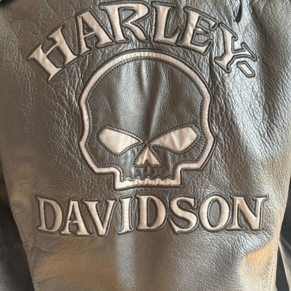 Harley-Davidson Women’s Willie G. Skull Black Leather Moto Jacket Medium Tall - Picture 11 of 16